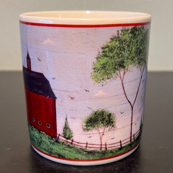 Vintage Warren Kimble Red Barn Coffee Mug ~ Folk Art ~ Sakura ~ Americana ~ 1998 - Picture 4 of 9
